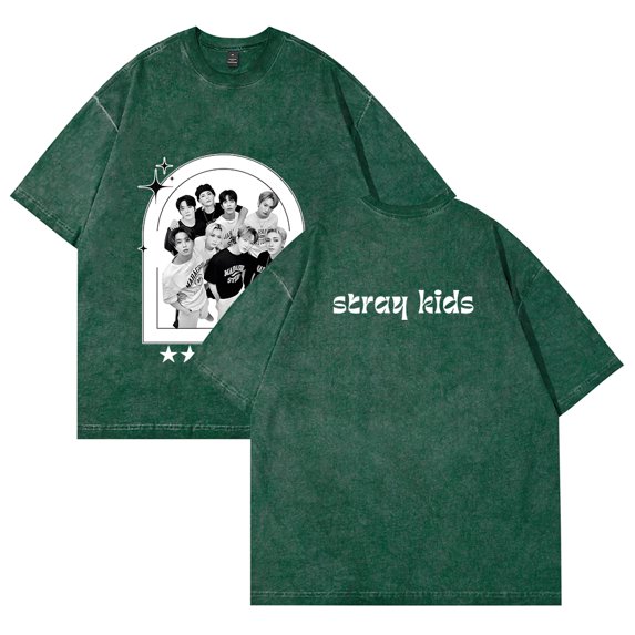 Stray Kids Merch Cotton Vintage Wash Tee Shirt Crewneck Short Sleeved Graphic t Shirts Style6
