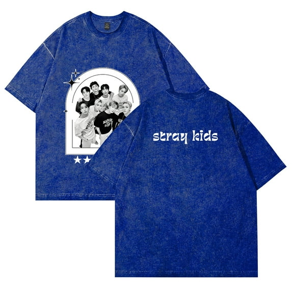 Stray Kids Merch Cotton Vintage Wash Tee Shirt Crewneck Short Sleeved Graphic t Shirts Style6