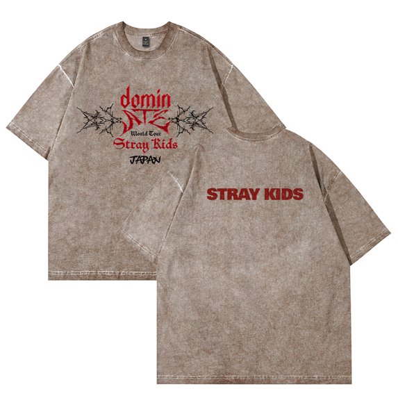 Stray Kids Merch Cotton Vintage Wash Tee Shirt Crewneck Short Sleeved Graphic t Shirts Style9