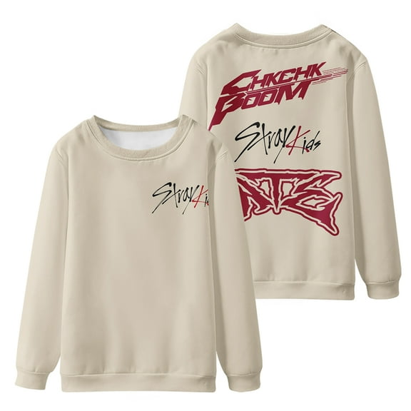 Stray Kids Merch Digital printed fashionable off shoulder round neck long sleeved sportswear for street wear
