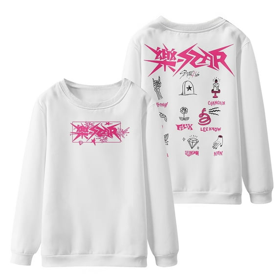 Stray Kids Merch Digital printed fashionable off shoulder round neck long sleeved sportswear for street wear