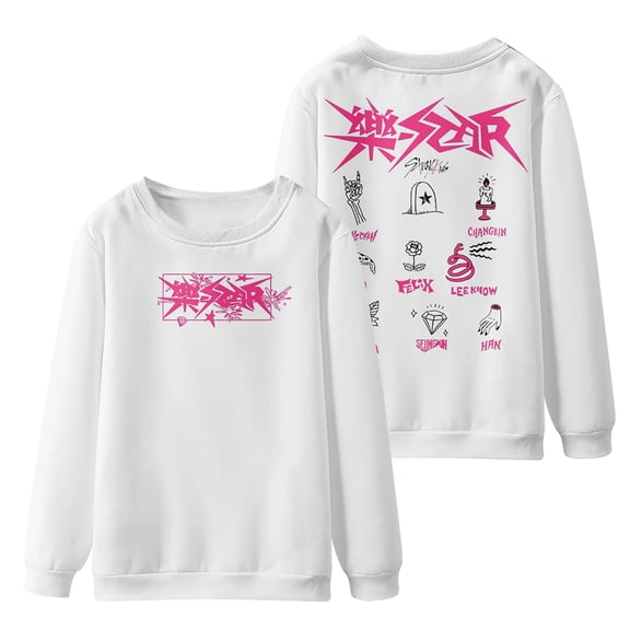 Stray Kids Merch Digital printed fashionable off shoulder round neck long sleeved sportswear for street wear