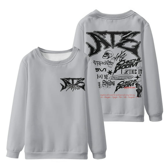 Stray Kids Merch Digital printed fashionable off shoulder round neck long sleeved sportswear for street wear