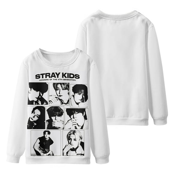 Stray Kids Merch Digital printed fashionable off shoulder round neck long sleeved sportswear for street wear
