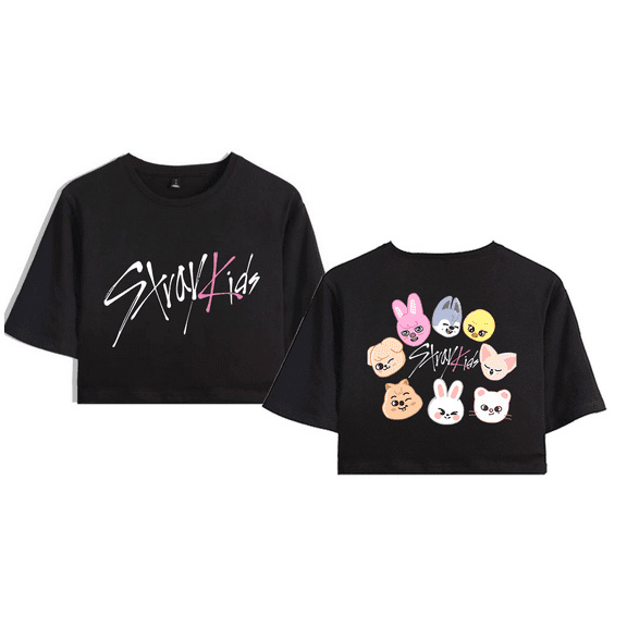 Stray Kids Merch SKZOO Crop Top Midriff-Baring T-shirt Women Girl Short Sleeve