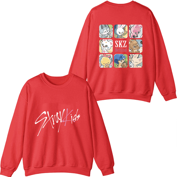 Stray Kids Merch SKZOO SKZ Behind Crewneck Sweatshirt Fashion Unisex Men Women Long Sleeve