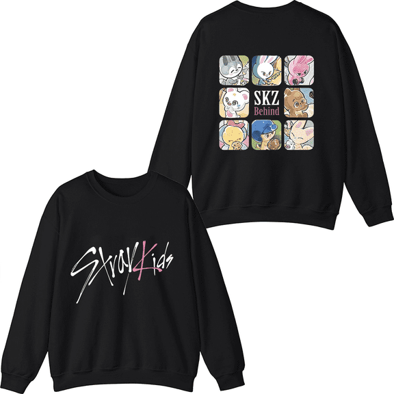 Stray Kids Merch SKZOO SKZ Behind Crewneck Sweatshirt Fashion Unisex Men Women Long Sleeve