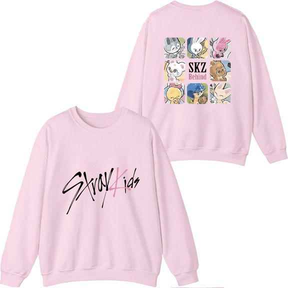 Stray Kids Merch SKZOO SKZ Behind Crewneck Sweatshirt Fashion Unisex Men Women Long Sleeve