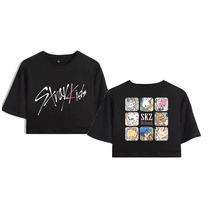 Stray Kids Merch SKZOO SKZ Behind Crop Top Midriff-Baring T-shirt Women Girl Short Sleeve