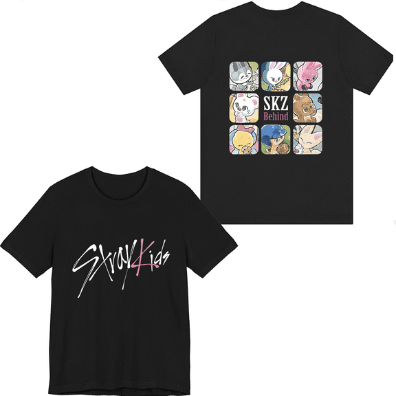 Stray Kids Merch SKZOO SKZ Behind T-shirt Fashion Men Women Short Sleeve Casual Graphic Tee