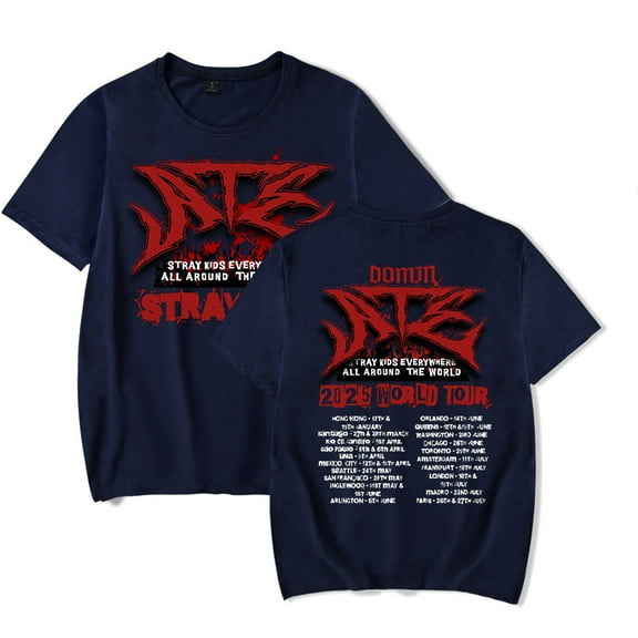 Stray Kids Merch T-shirt Women's men's retro casual summer round neck short sleeved T-shirt