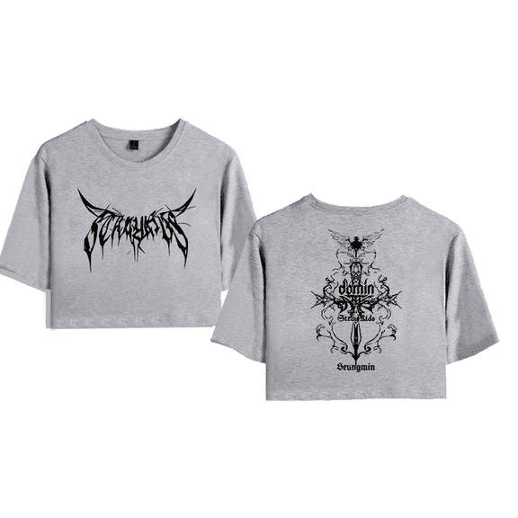 Stray Kids Merch World Tour Crop Top Midriff-Baring T-shirt Women Girl Short Sleeve