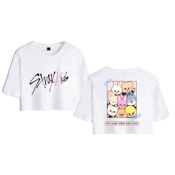 Stray Kids Merch You Make Stray Kids Stay Crop Top Midriff-Baring T-shirt Women Girl Short Sleeve