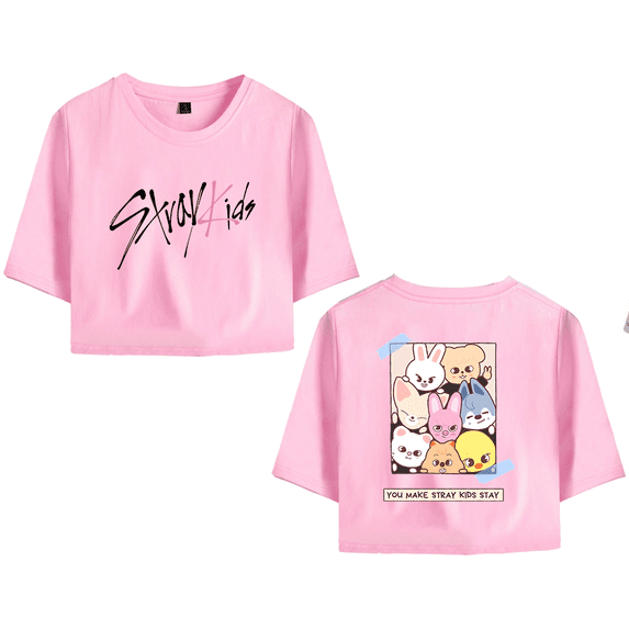 Stray Kids Merch You Make Stray Kids Stay Crop Top Midriff-Baring T-shirt Women Girl Short Sleeve