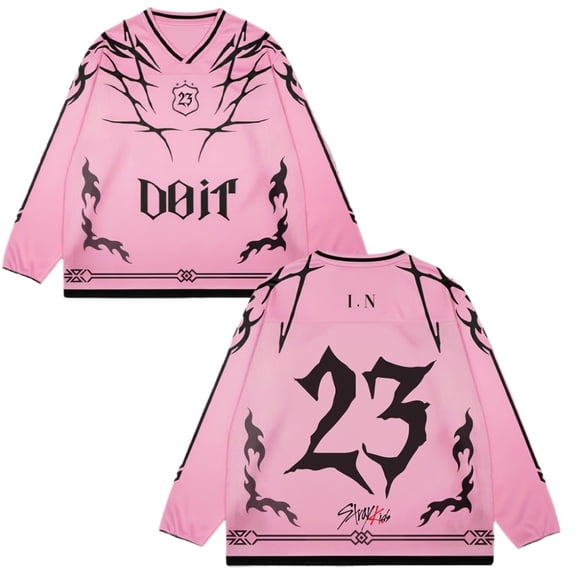 Stray Kids SKZ Do It Album Member Merch Splicing V-Neck Jersey – Unisex Long Sleeve Pullover Sweatshirts Streetwear for STAY Fan Support