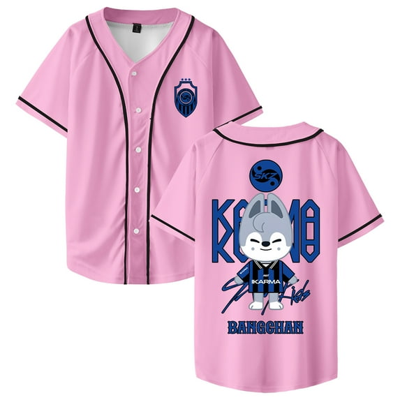 Stray Kids SKZ Karma Bang Chan Merch Baseball Jersey Short Sleeve Button-up Shirts Women Men Streetwear Tops