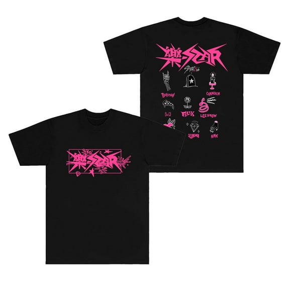 Stray Kids SKZ Tour Tee New Star Logo Merch T-shirts Unisex Fashion Casual KPOP Crewneck Short Sleeve