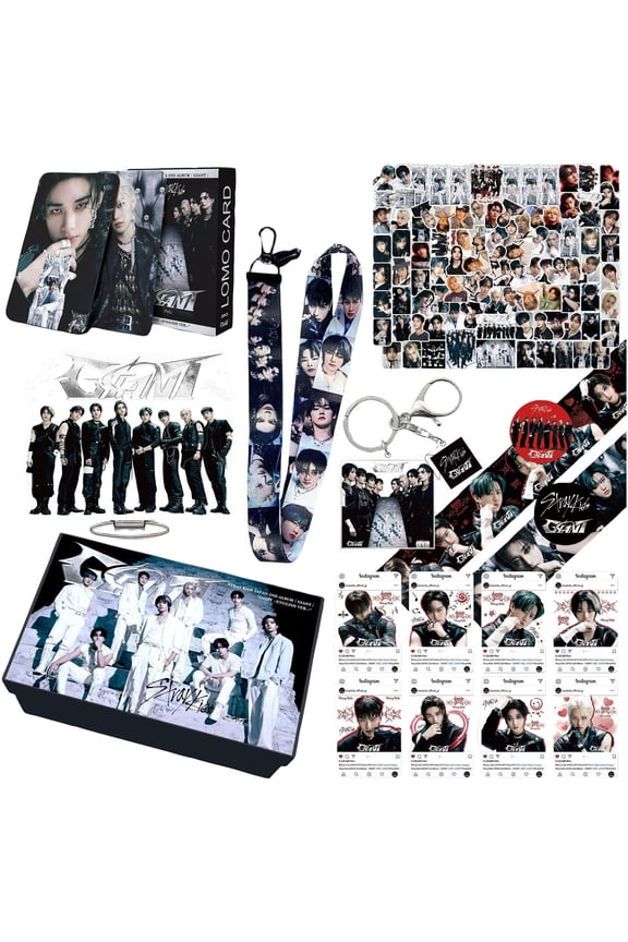 Stray Kids -SKZOO K-Pop Merchandise Gift Box Set with Photo Cards, Keychains, Lanyards, Decorative Tapes, Stickers, and Collectible Cards for Fans
