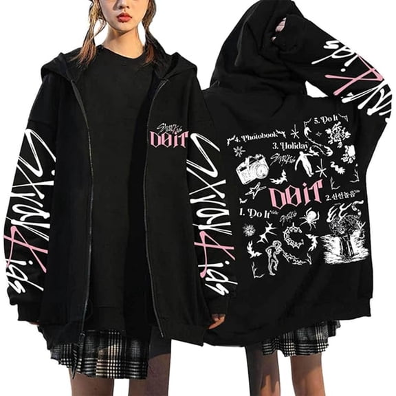 Stray Kids Star Hoodie Jacket Felix Hyunjin Bangchan Lee Know Y2K E-Girl Zippered Sweater Shirts DO IT Jacket Sweatshirt New BangChan Lee Know Changbin Hyunjin