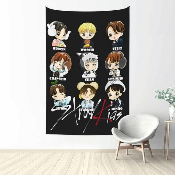 Stray Kids Tapestry Wall Hanging Home Decoration Wall Blanket Dormitory Living Room Bedroom Backdrop Poster( 60x40inch)