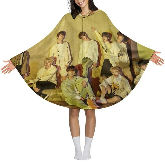 Stray Kids Wearable Blanket Poncho Cape Wrap for Adult, Ultra Soft Flannel Shawl Blanket for Womens Mens
