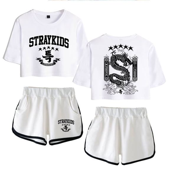 Stray Kids Women's casual summer street trend women's short sleeved shorts set