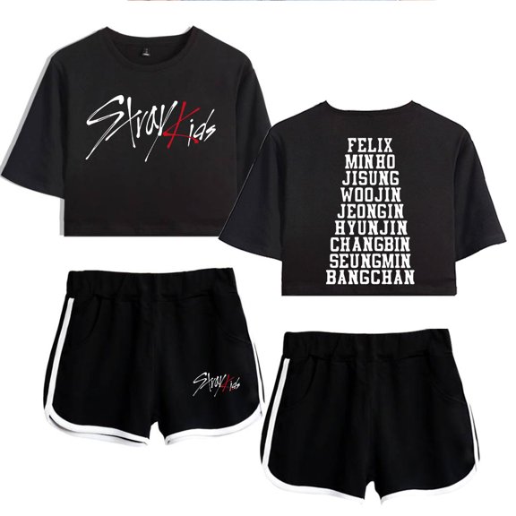 Stray Kids Women's casual summer street trend women's short sleeved shorts set