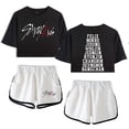 thumbnail image 1 of Stray Kids Women's casual summer street trend women's short sleeved shorts set, 1 of 3