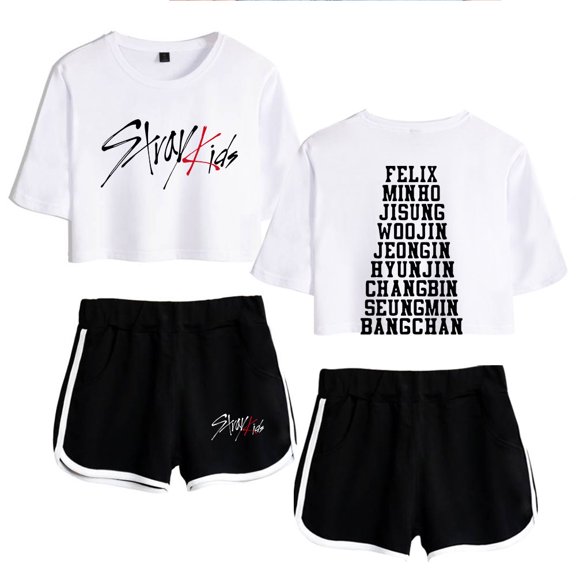 Stray Kids Women's casual summer street trend women's short sleeved shorts set