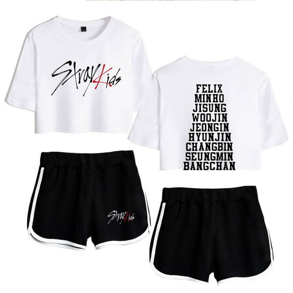 Stray Kids Women's casual summer street trend women's short sleeved shorts set