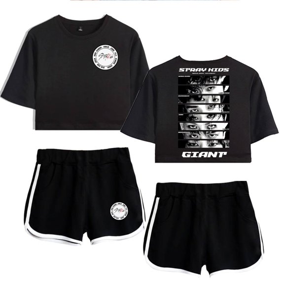 Stray Kids Women's fashion summer street trend women's short sleeved shorts set