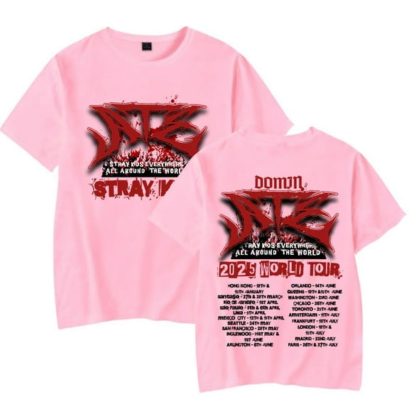 Stray Kids World Tour Dominate 2025 T-Shirt Unisex Short Sleeve Round Neck Tee Streetwear