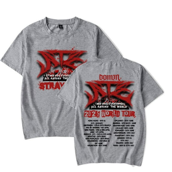 Stray Kids World Tour Dominate 2025 T-Shirt Unisex Short Sleeve Round Neck Tee Streetwear