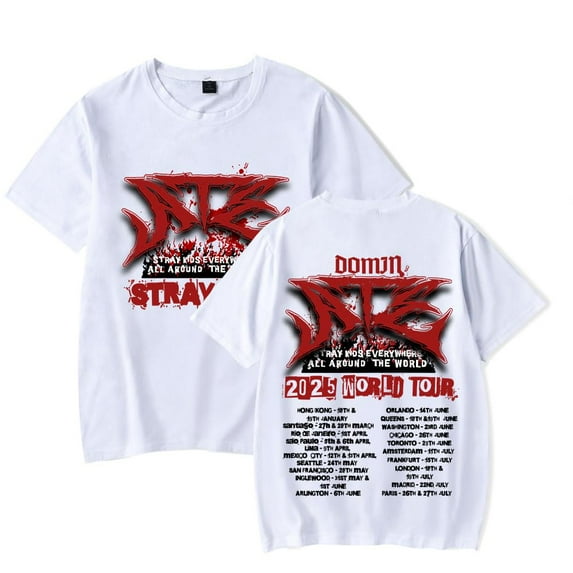 Stray Kids World Tour Dominate 2025 T-Shirt Unisex Short Sleeve Round Neck Tee Streetwear