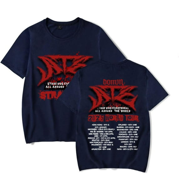 Stray Kids World Tour Dominate 2025 T-Shirt Unisex Short Sleeve Round Neck Tee Streetwear