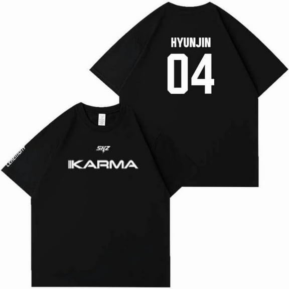 Straykids Karma Album Cotton T-Shirt - 2 Styles (Group Logo & Member Name Date) for Stay