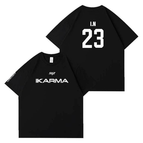 Straykids Karma Album Cotton T-Shirt - 2 Styles (Group Logo & Member Name Date) for Stay
