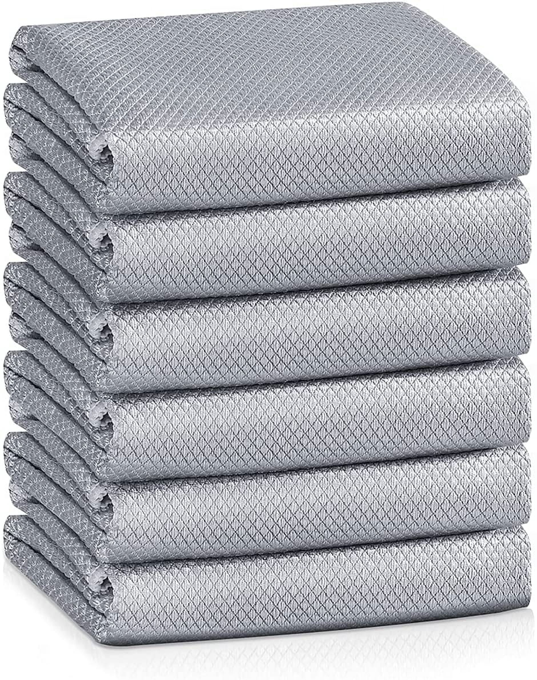 Streak Free Lint Microfiber Window Cleaning Cloth,Best Glass Car Shiny Wipes Mirror Shower Cloth, Miracle Cloths for Glasses,Stainless Steel,Wine Polishing Towels,Pack of 6,Grey