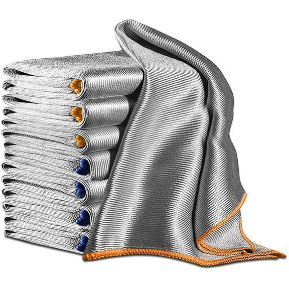 Streak Free Miracle Cleaning Cloth Easy Clean Pack of 8-12" x 12" Microfiber Dish Cloths Glass Polishing Lint Free for Kitchen Mirrors Wine Car