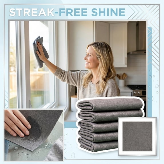 Streak-Free Shine Magic Cleaning Cloths, Ultra Absorbent Microfiber Towels For Glass Mirrors And Windows, Reusable Lint-Free Rags For Kitchen Bathroom Car Detailing And Home Cleaning