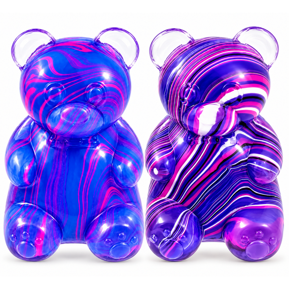Streak Patterned Bear Squishy Fidget Toys, Soft & Squeezable, 2 Pack, 3.14 Inches