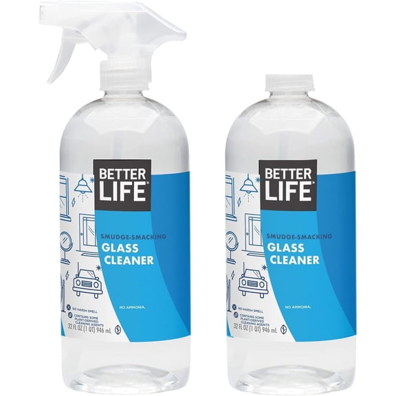 Glass Cleaner Streak-free Window Surface Cleaning Spray Mirror Screen and Shower Door Removes Fingerprints Dust Dirt Unscented 32 Oz Pack of 2