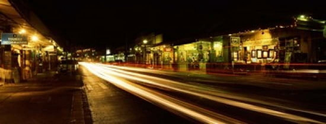 Streaks of lights on the road in a city at night Lahaina Maui Hawaii USA Canvas Art - Panoramic Images (15 x 6)