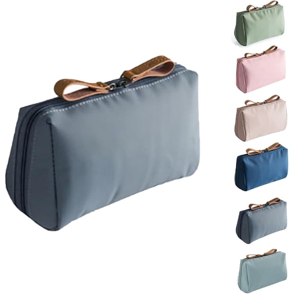 Strealinem Streamline Travel Makeup Pouch for Women, Portable Mini Waterproof Travel Makeup Pouch for Daily Storage Organize, Large Capacity Multifunctional Use Solid Color Makeup Bag