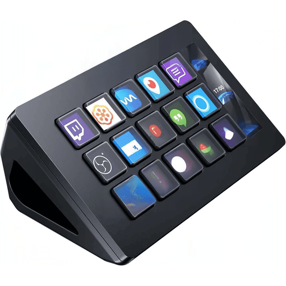 Stream Control Deck with 15 LCD Macro Keys for OBS Twitch YouTube PC and Mac Content Creation