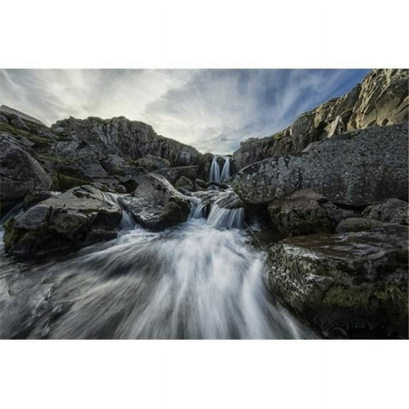 Stream Flows Over A Waterfall & Through The Rocks Along The Eastern Coast of Iceland - Iceland Poster Print by Robert Postma, 19 x 12