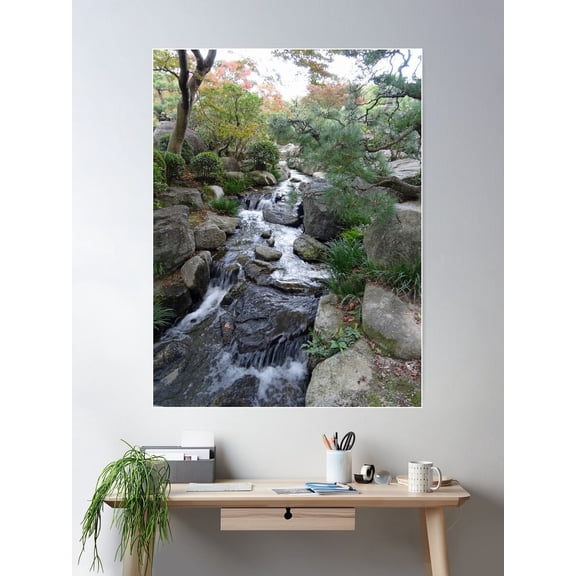 Stream In A Japanese Garden In Kagoshima Japan Poster Wall Art Modern Wall Decor For Living Room Bedroom Art