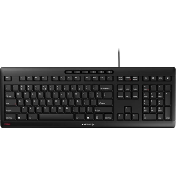 Stream Keyboard, Wired Keyboard for PC/Laptop, Whisper Quiet Silent Keys, Unique Typing Feel, Slim Design, SX Scissor Switches, USB-A, QWERTY, Black