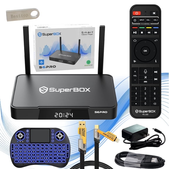 Superbox S6 ProTV Box 2025 Latest Fully Loaded, Wireless Voice Remote Included, 1000M Ethernet Port Super Box with Voice Remote, 4G RAM+32G ROM, 6K, Easy Setup Guide by Authorised Seller