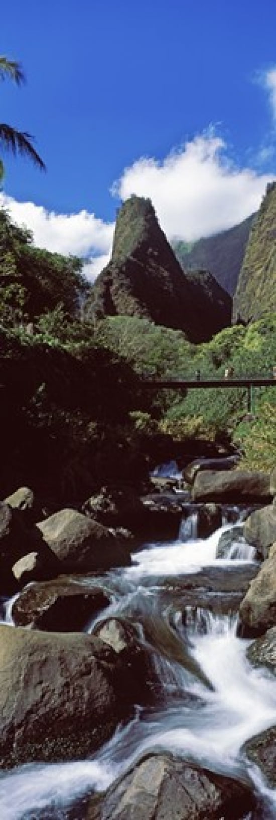 Stream flowing through a valley Iao Needle Iao Valley Wailuku Maui Hawaii USA Canvas Art - Panoramic Images (18 x 6)